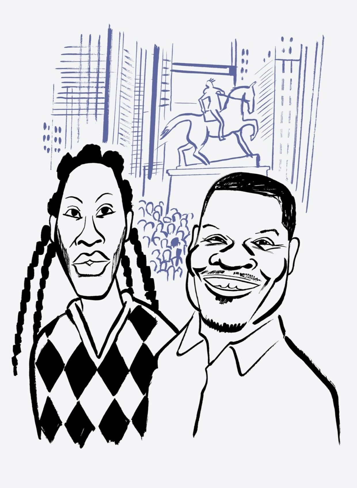 Kehinde Wiley and Jeremy O. Harris’s Meeting of the Minds | Illustration by João Fazenda | 1